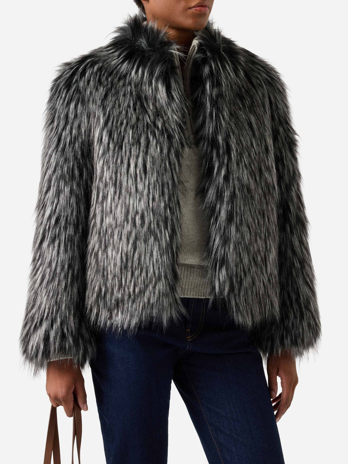 Artika Jacke aus Faux Fur mit Silver-Fox-Effekt 