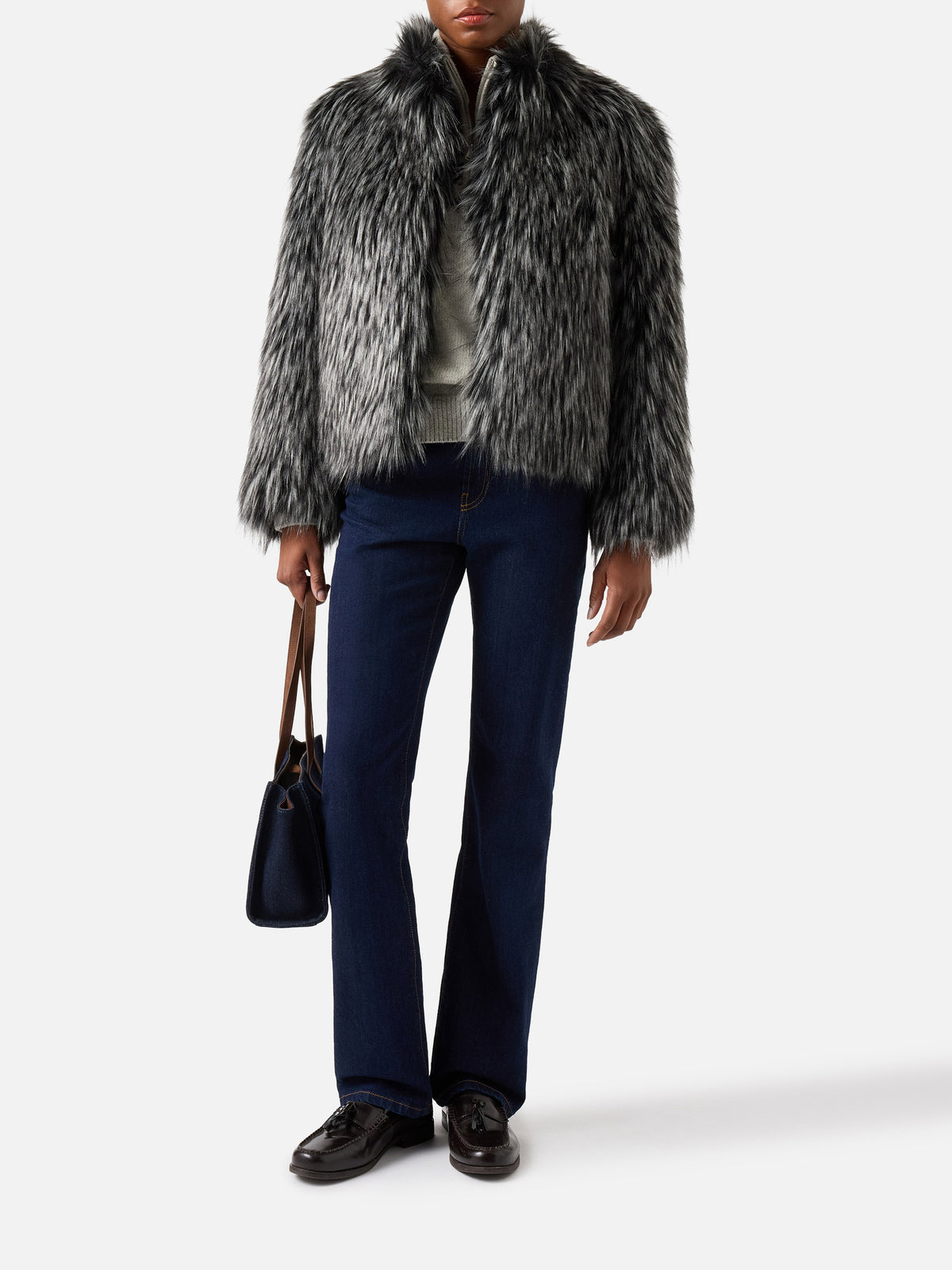 Artika Jacke aus Faux Fur mit Silver-Fox-Effekt 