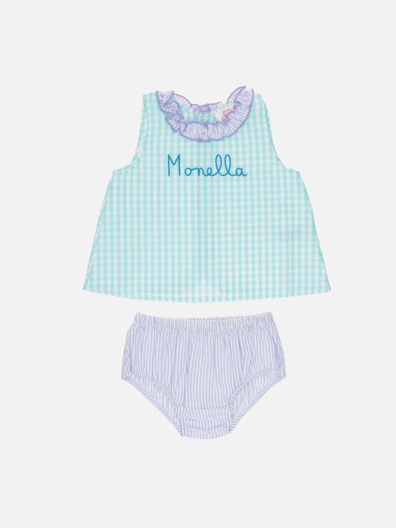 Baby gingham cotton dress Abbie with top and bloomers