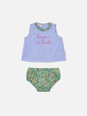 Abbie top and bloomer set with Bonjour St. Barth embroidery | Made with Liberty Fabric