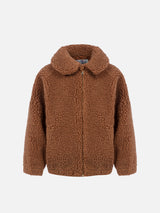 Cappotto bomber in sherpa beige da bambina Abel