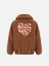 Cappotto bomber in sherpa beige da bambina Abel