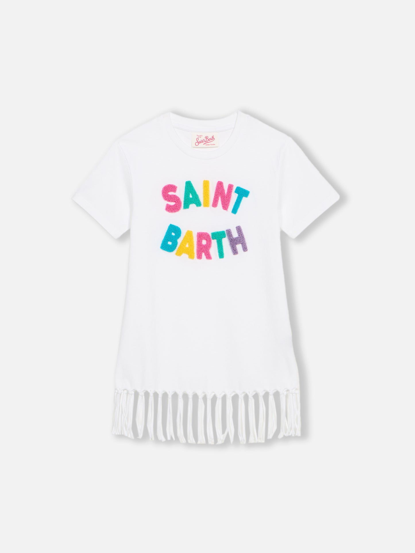 Girl Abbey dress with fringes and terry patch