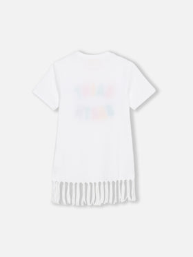 Girl Abbey dress with fringes and terry patch