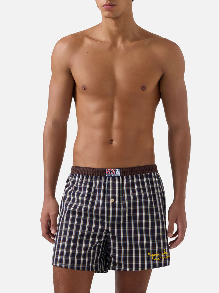 Navy blue Adam Boxer aus Baumwolle mit Tartan-Print 