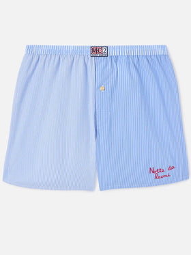 Light blue Adam cotton boxer with striped print
