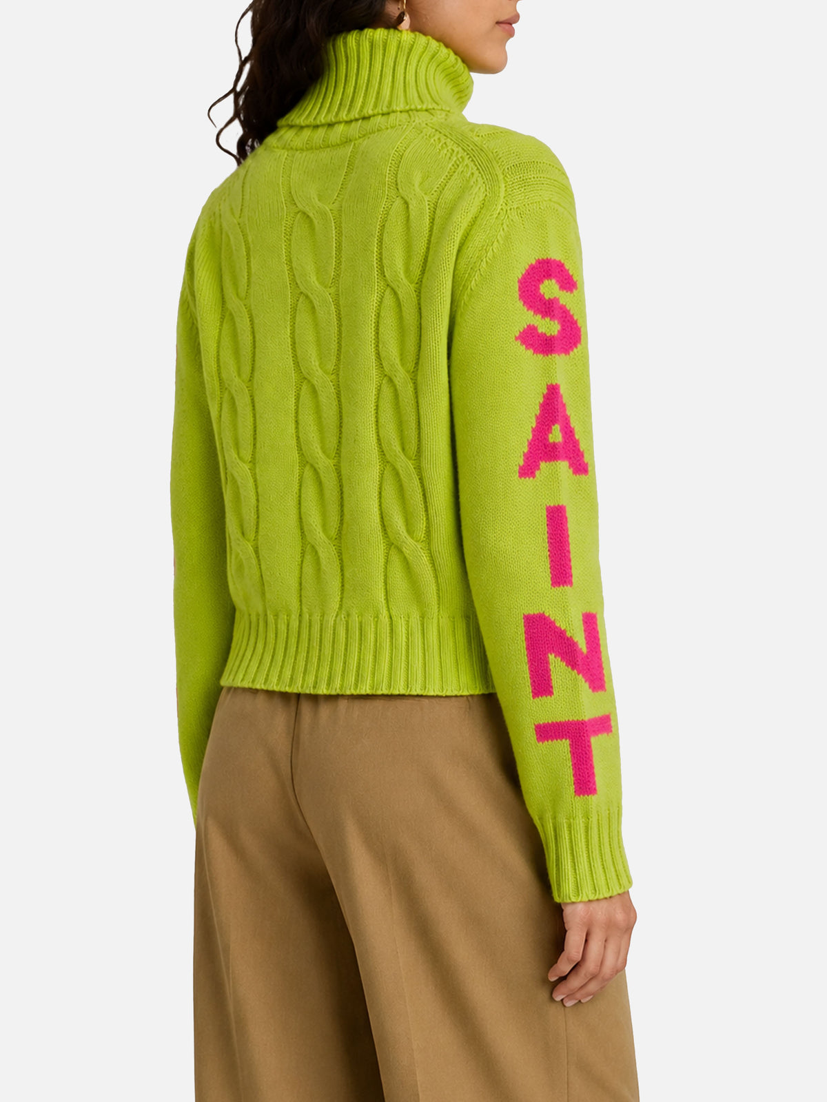 Jersey de cuello alto Adler amarillo flúor de punto trenzado 