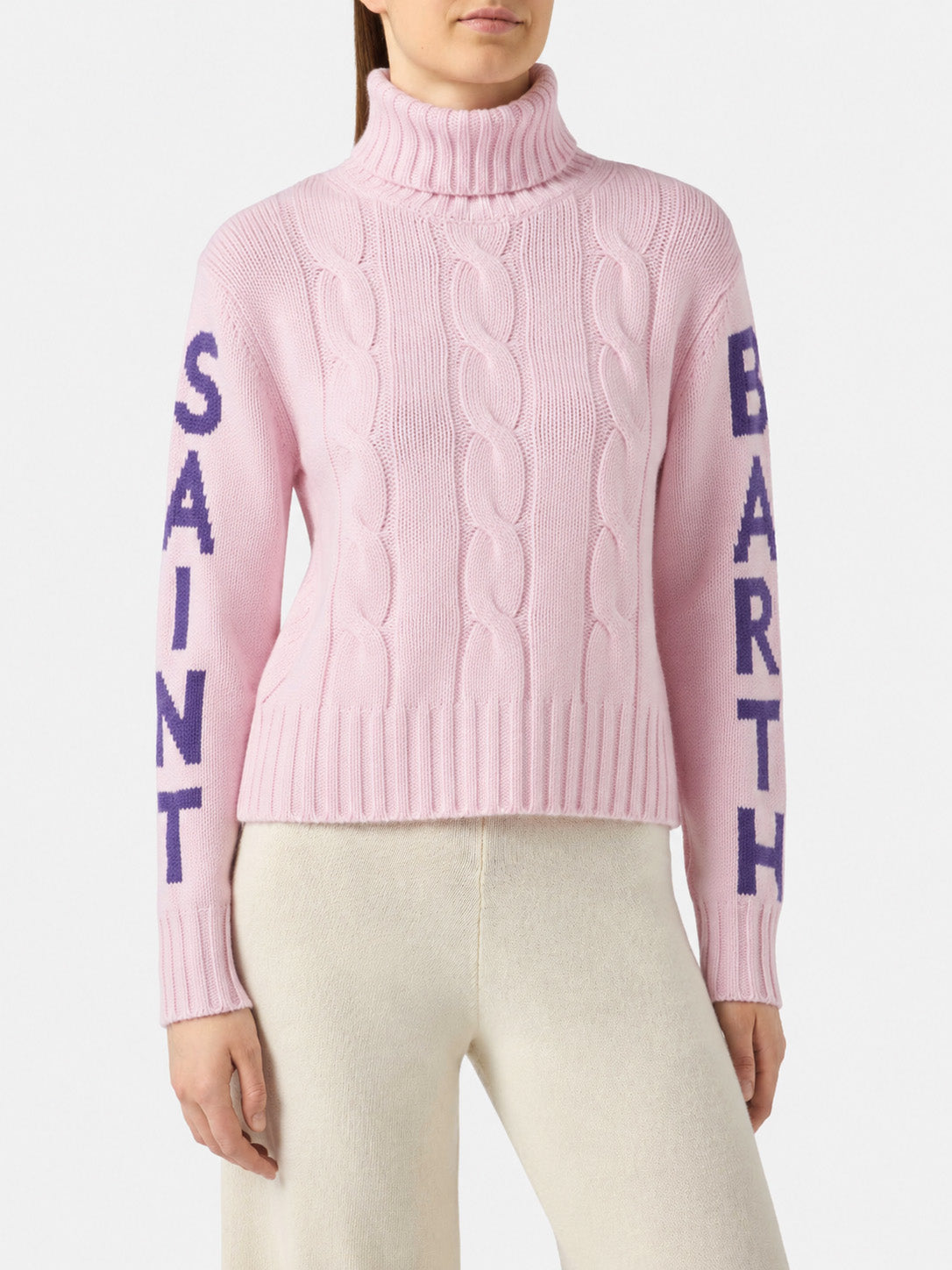 Jersey de cuello alto trenzado Adler con jacquard del logo 