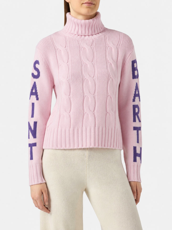 Jersey de cuello alto trenzado Adler con jacquard del logo 