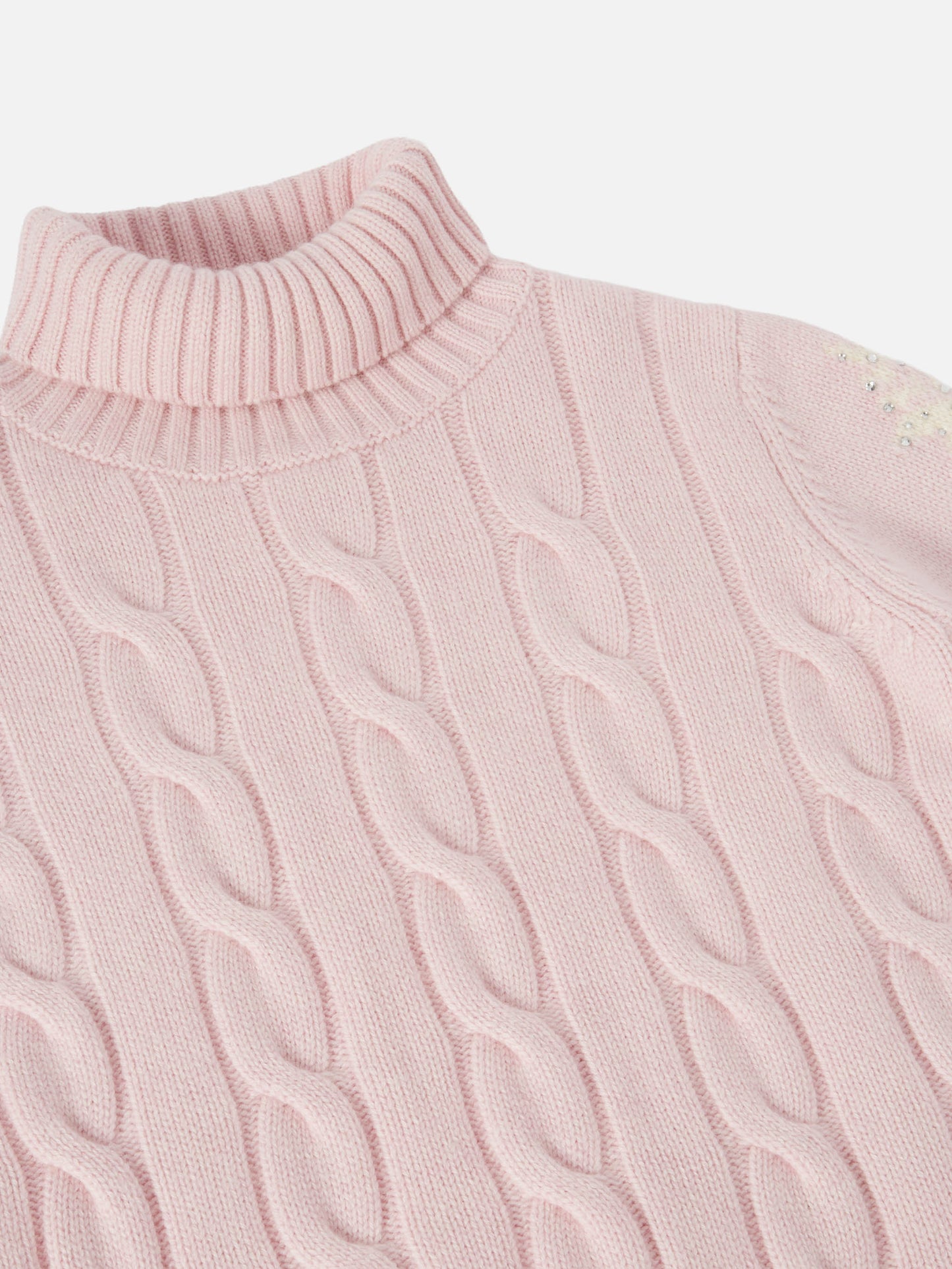 Adler Jr Rollkragenpullover mit Zopfmuster und Strassverzierungen in Schneeflockenform