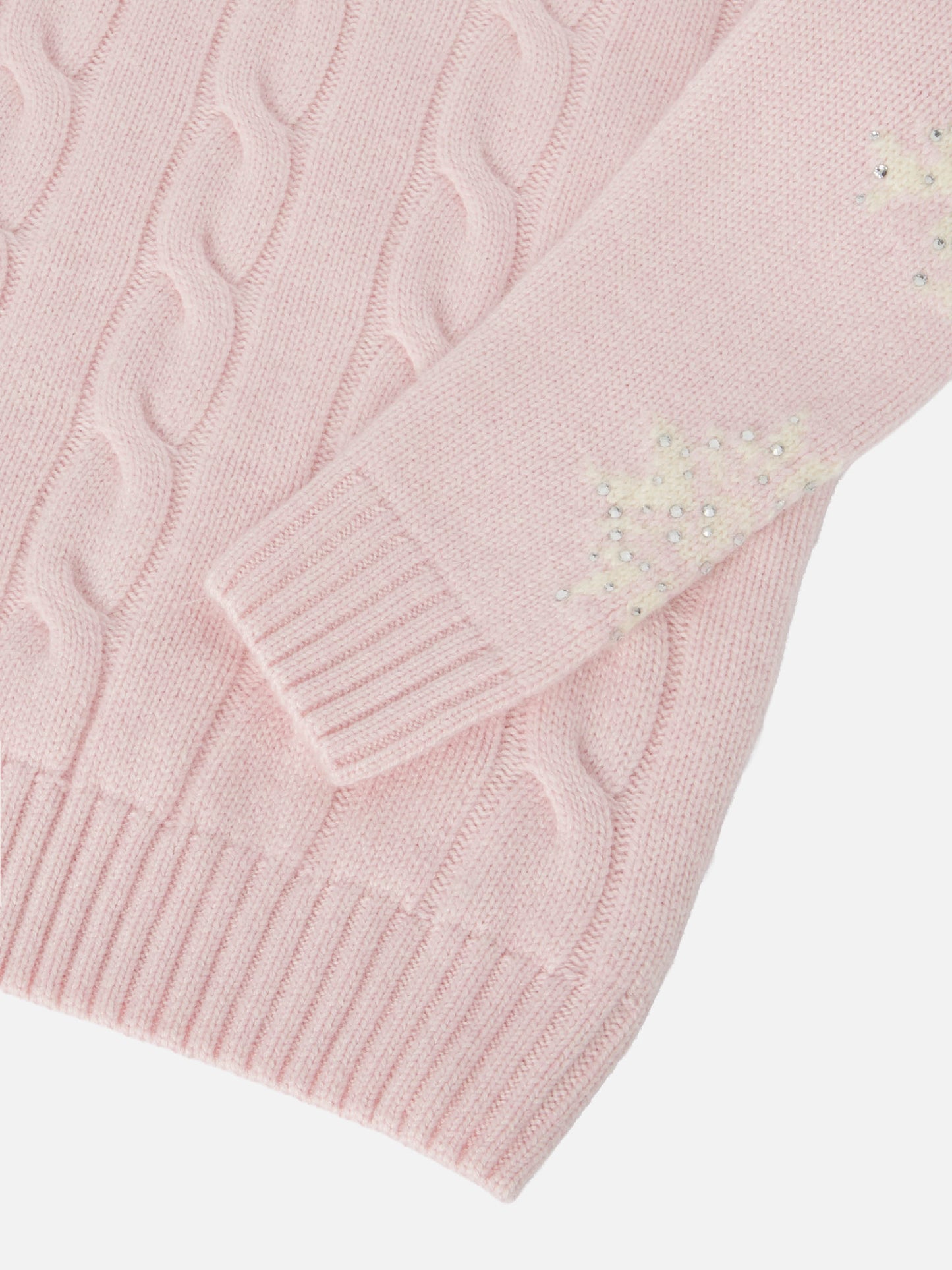 Adler Jr Rollkragenpullover mit Zopfmuster und Strassverzierungen in Schneeflockenform