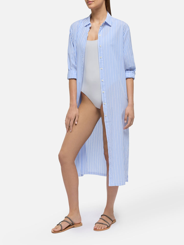 Abito maxi in cotone con stampa a righe Adeline