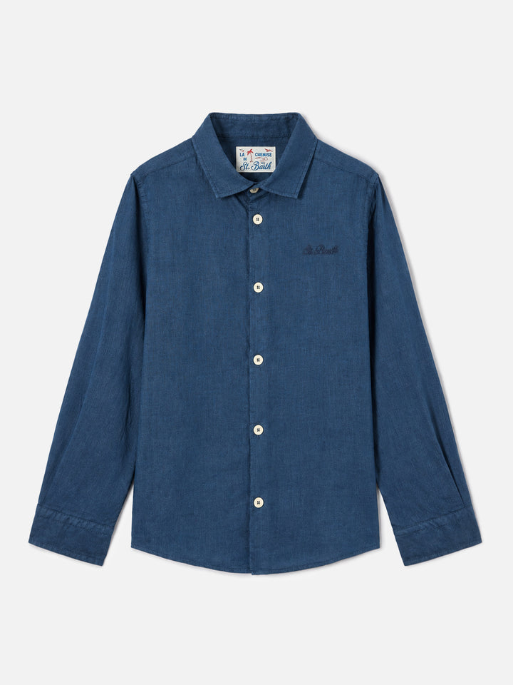 Camisa Agnes azul marino en lino 