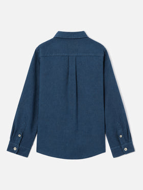 Camisa Agnes azul marino en lino 
