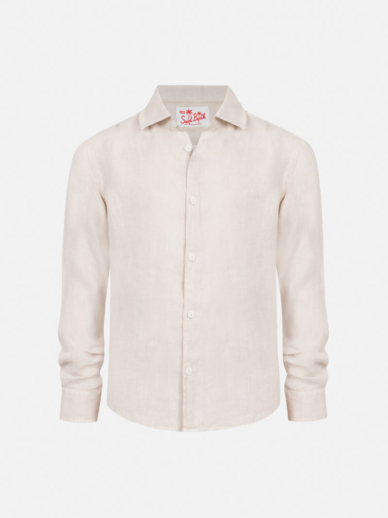 Camicia Agnes in lino bianco panna