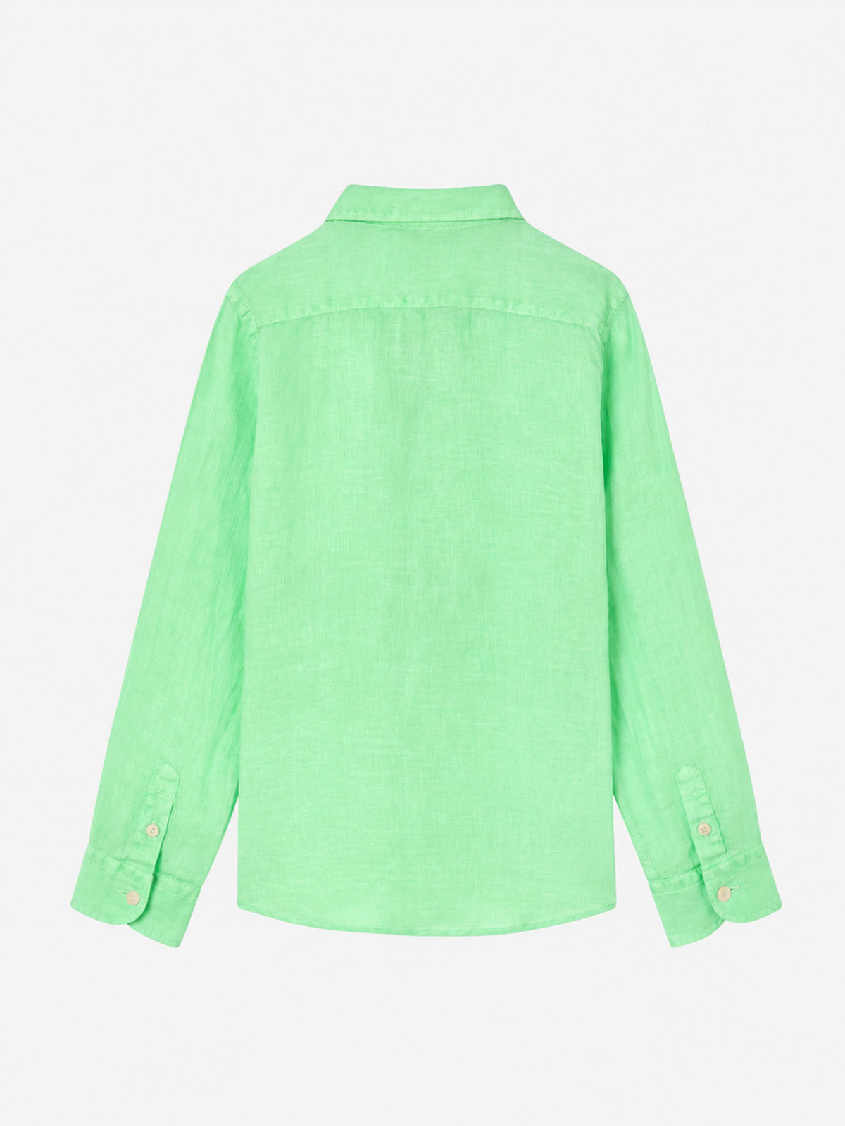 Fluo green Agnes linen shirt with watercolor print