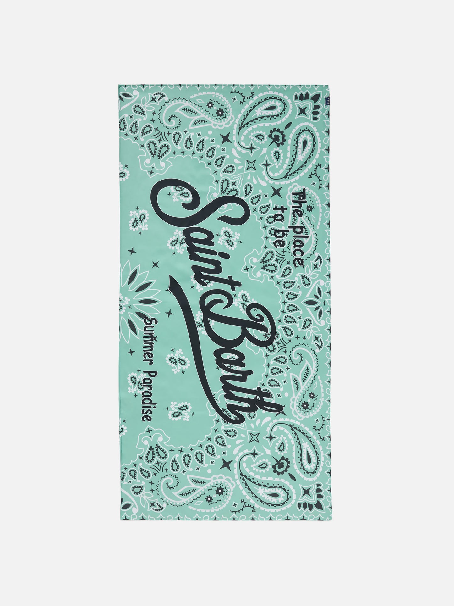 Aidan beach towel with bandana print and logo