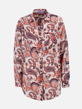 Woman linen shirt Alodie with paisley print and pockets