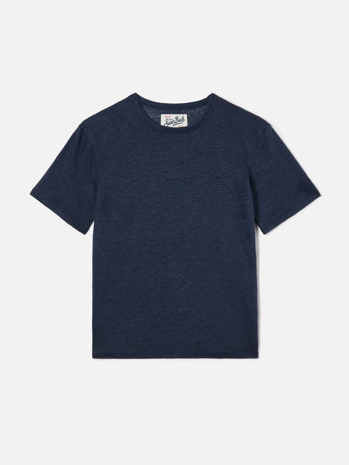 T-shirt Alex in puro lino blu navy
