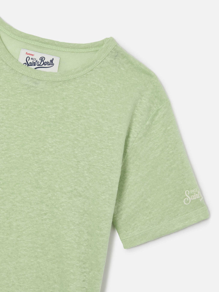 T-shirt Alex in puro lino verde menta