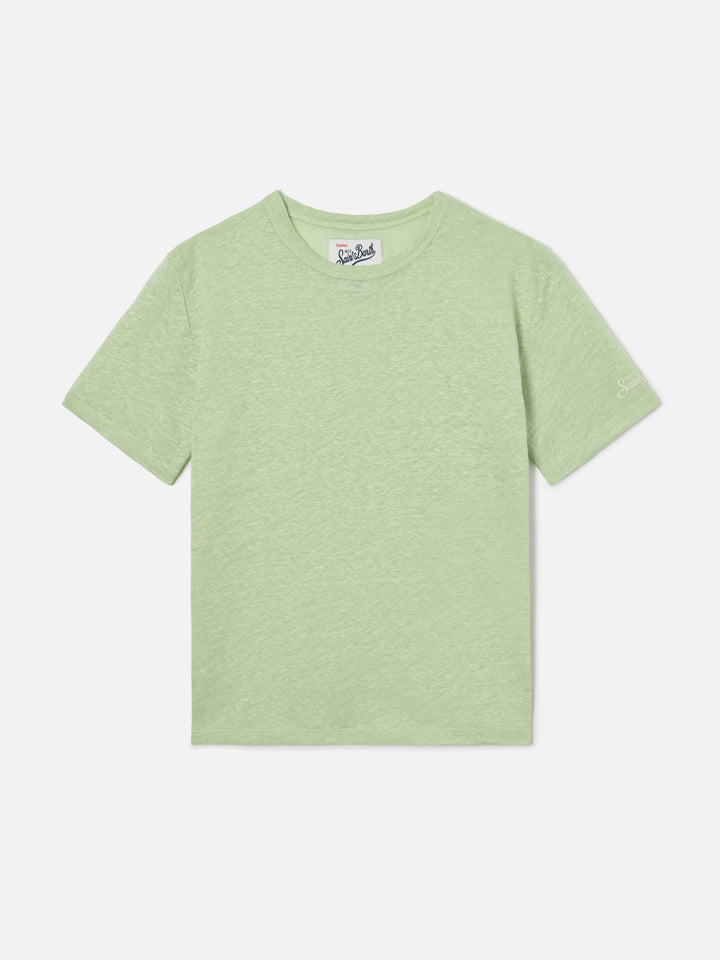 T-shirt Alex in puro lino verde menta