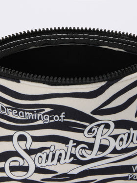 Aline Pouch in wool-effect fabric with zebra print