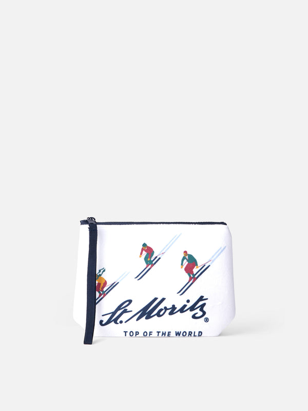 Wollige Pochette Aline mit platziertem St. Moritz-Print | ST. MORITZ TOP OF THE WORD SPECIAL EDITION