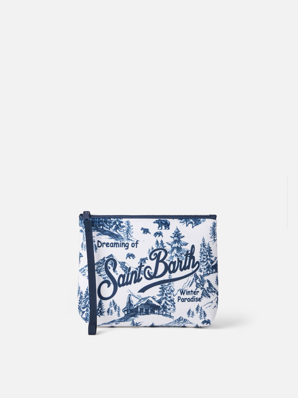 Wooly pochette Aline with toile de jouy print