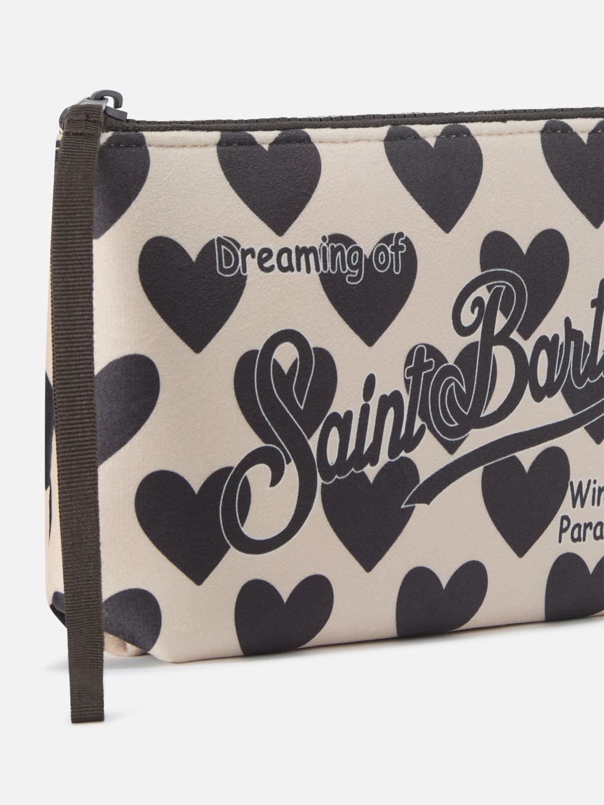 Beige Aline pochette with hearts print