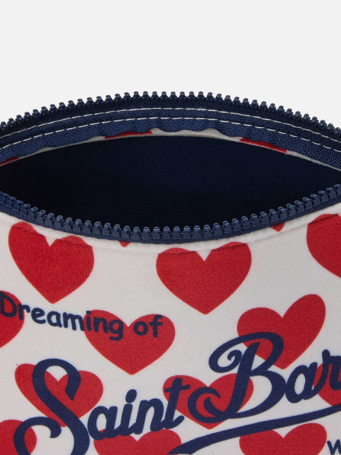 Aline Pouch in wool-effect fabric with hearts print