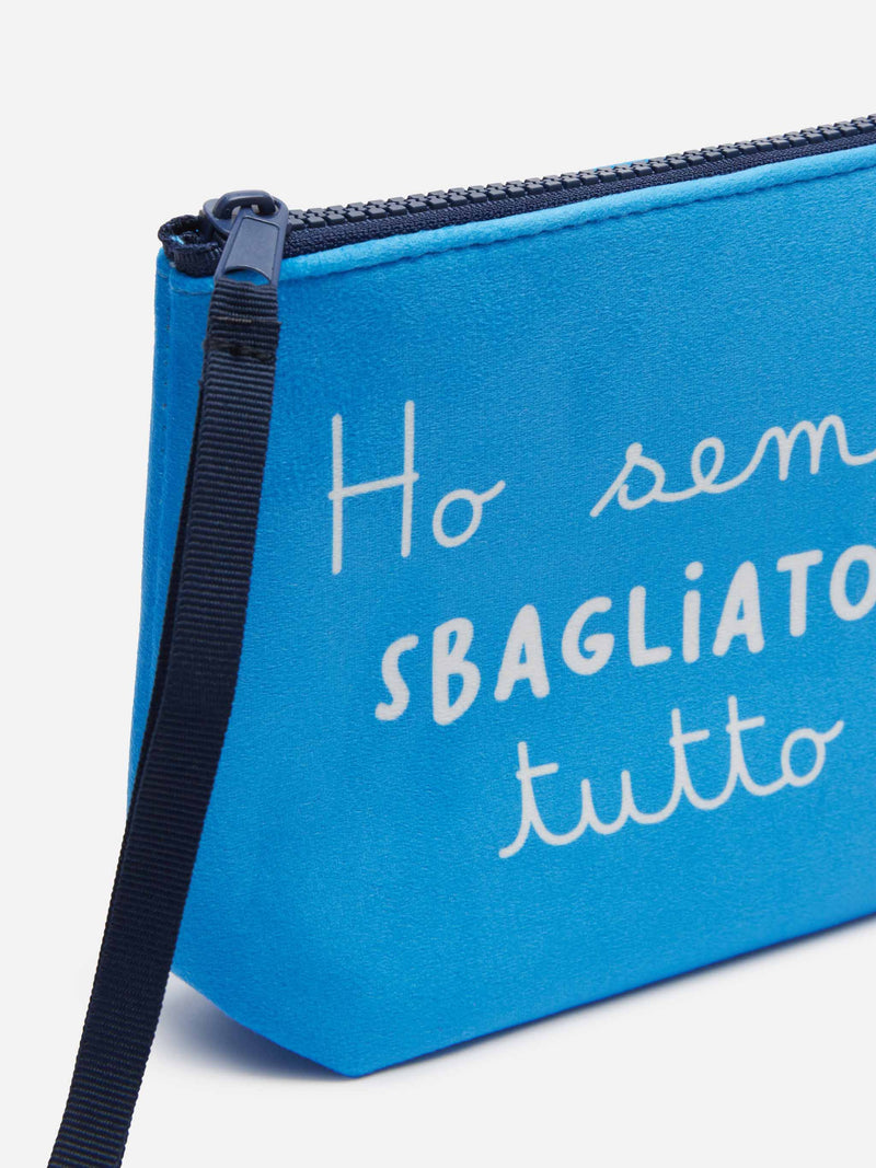 Wooly pochette Aline with Ho sempre sbagliato print