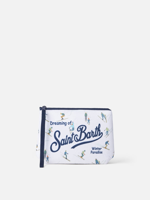 Wooly pochette Aline with skiers print