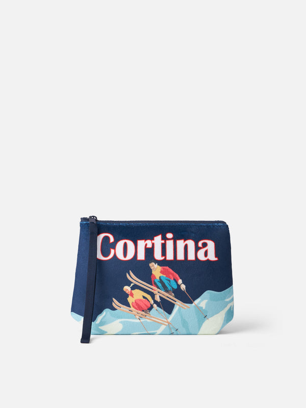 Wooly pochette Aline with Cortina postcard print