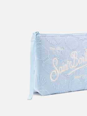 Aline terry-effect pouch with embossed shell pattern