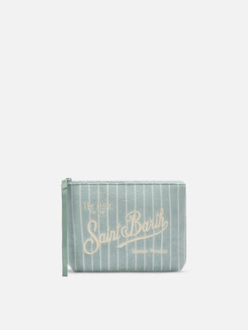 Aline terry-effect pouch with striped embossed pattern