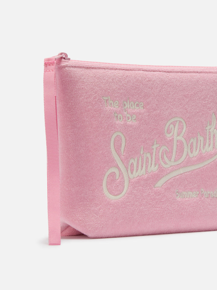 Aline pink terry-effect pouch