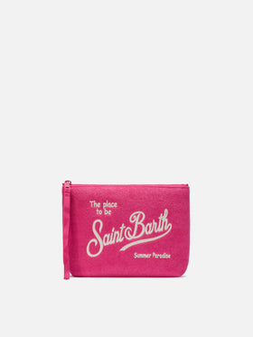 Aline pink terry-effect pouch