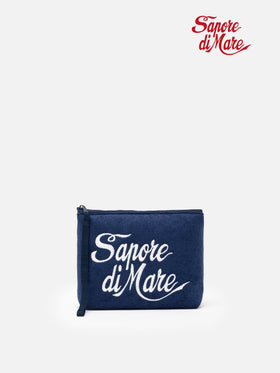 Aline marineblaue geprägte Frottee-Pochette | SAPORE DI MARE SONDERAUSGABE