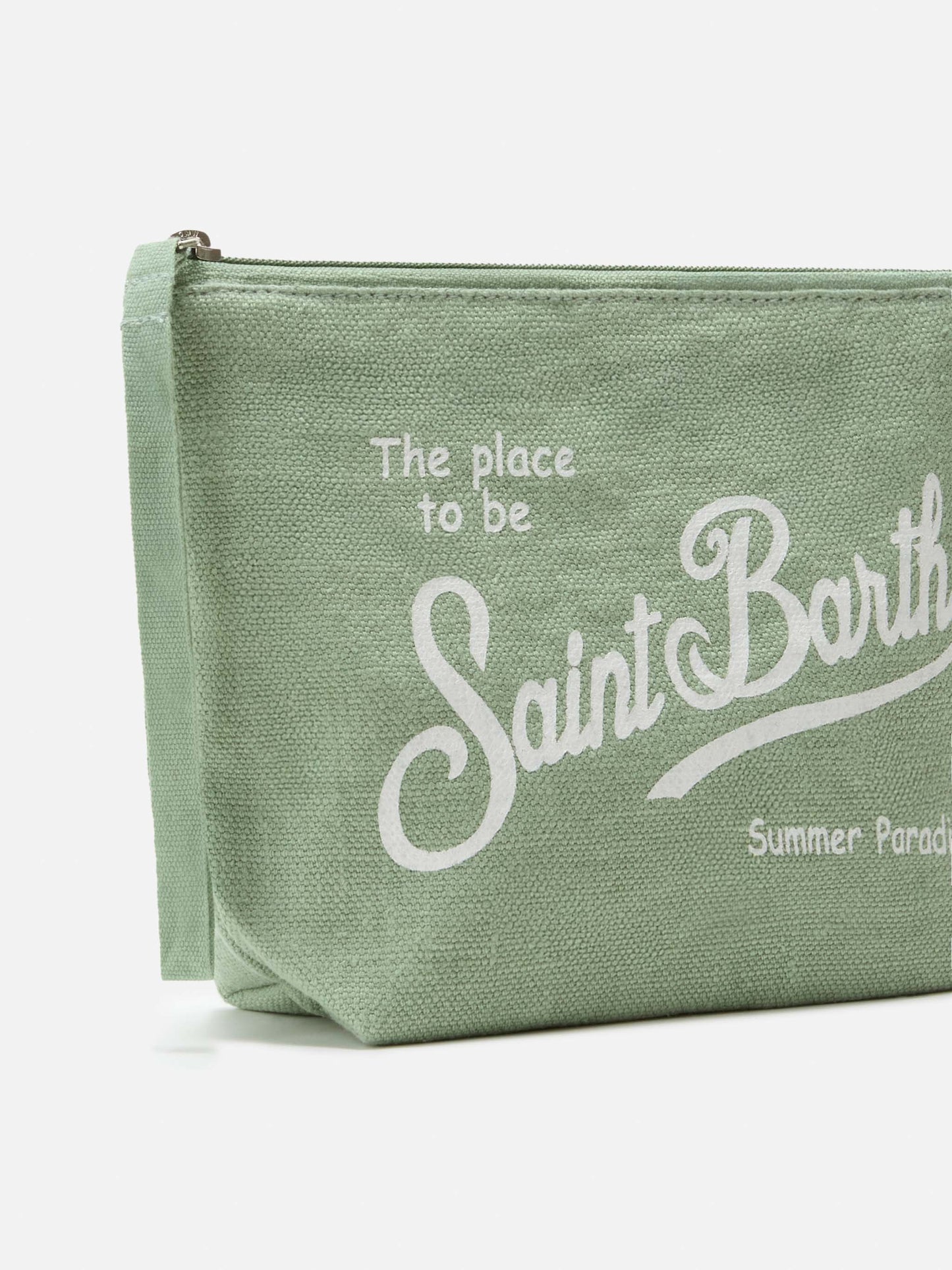 Aline sage solid color linen pouch