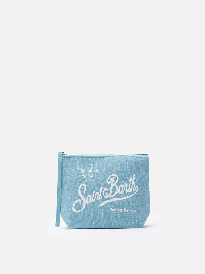 Aline light blue linen pochette