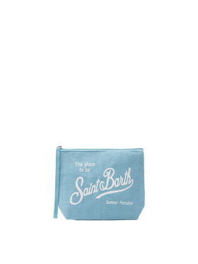 Aline light blue linen pochette