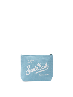 Aline light blue linen pochette