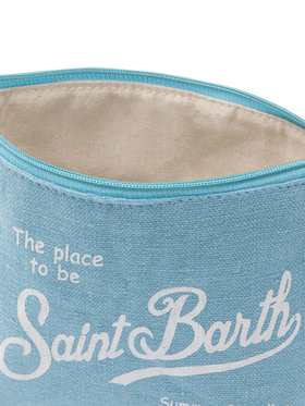 Aline light blue linen pochette