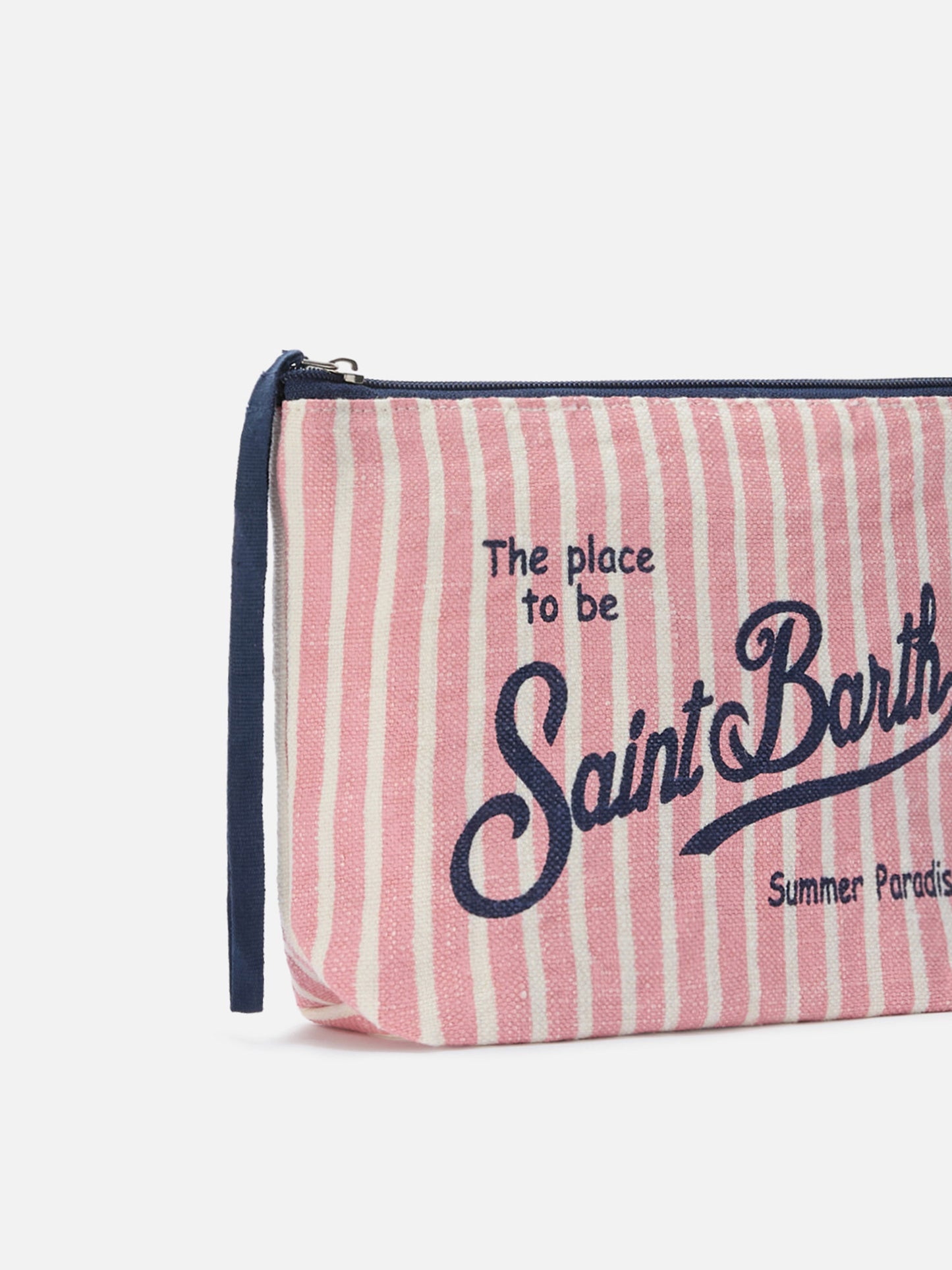 Pochette Aline in lino con fantasia a righe rosa