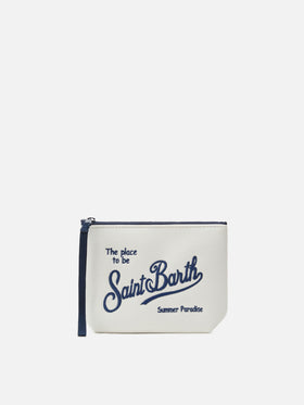 Pochette Aline bianca con effetto piquet