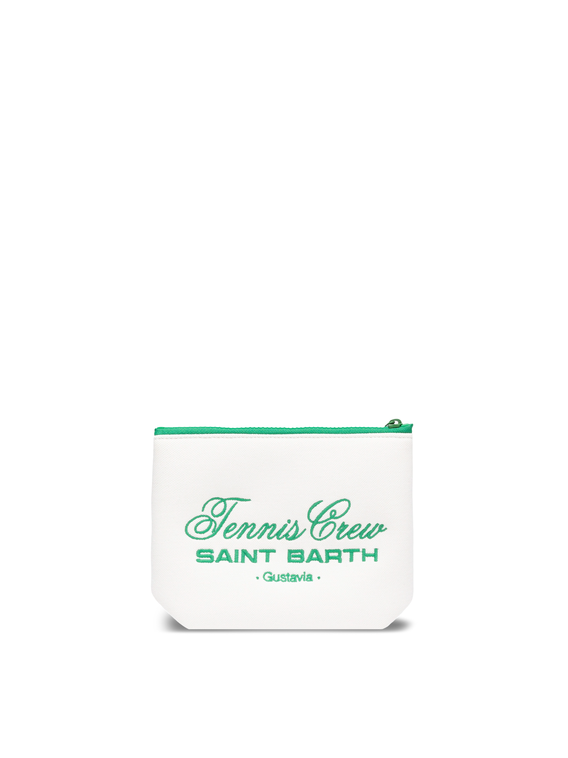 Aline white piquet pochette with Tennis Crew Saint Barth embroidery - MC2 Saint Barth
