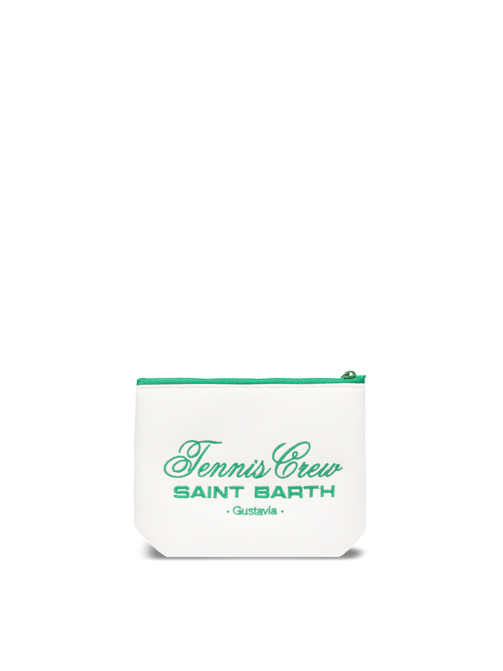 Pochette in piqué bianco Aline con ricamo Saint Barth Tennis Crew