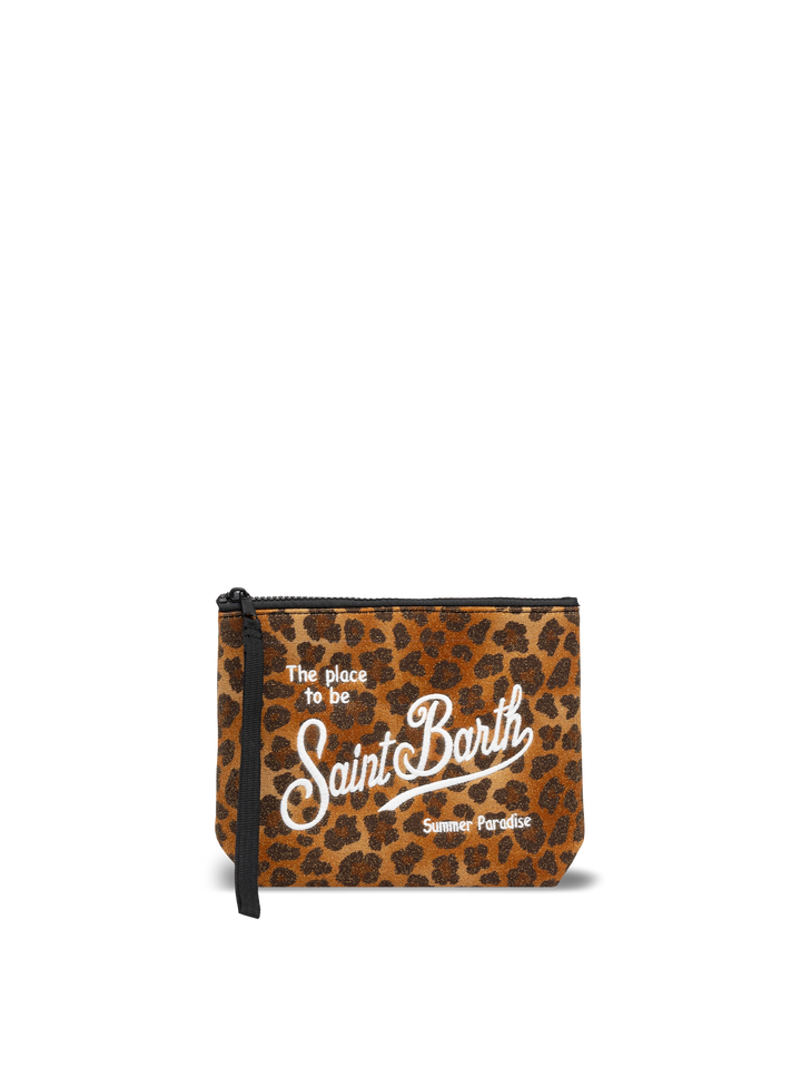 Pochette Aline in lurex con stampa animalier