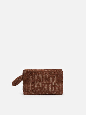 Pochette Aline Tufting in cotone marrone