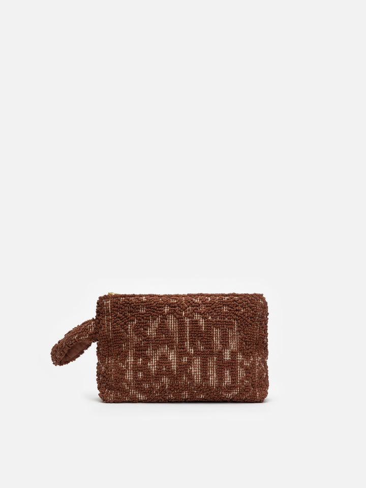 Pochette Aline Tufting in cotone marrone